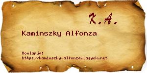 Kaminszky Alfonza névjegykártya